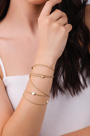 Pulseira Corda de Violão Corações Banhado a Ouro 18K