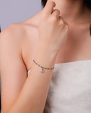 Pulseira Elos Ponto de Luz Quadrado Cristal Ródio Branco