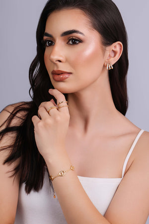 Pulseira Elos Cravejados Cristal Banhado a Ouro 18K