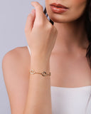 Pulseira Elos Cravejados Cristal Banhado a Ouro 18K