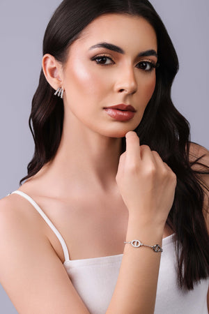 Pulseira Elos Cravejados Cristal Ródio Branco