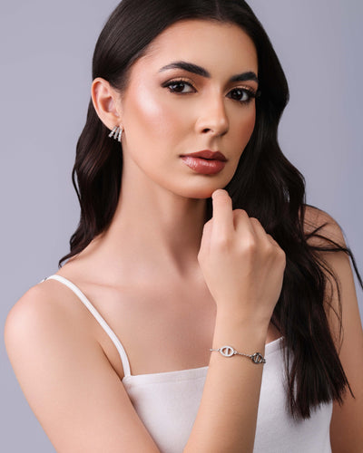Pulseira Elos Cravejados Cristal Ródio Branco