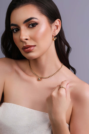 Choker Bolinhas Lisas Banhado a Ouro 18K