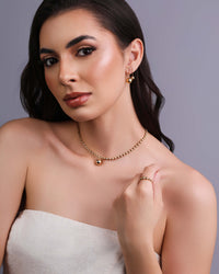 Choker Bolinhas Lisas Banhado a Ouro 18K