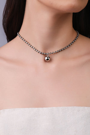 Choker Bolinhas Lisas Ródio Branco