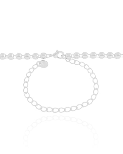 Choker Bolinhas Lisas Ródio Branco - 35 cm