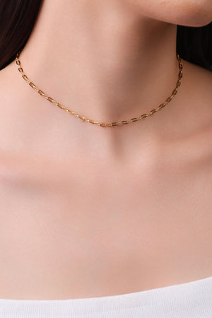 Choker Elos Ovais 3 mm Banhado a Ouro 18K