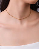 Choker Elos Ovais 3 mm Banhado a Ouro 18K