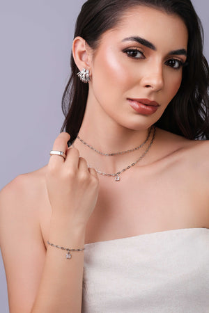 Choker Elos Ovais 3 mm Ródio Branco