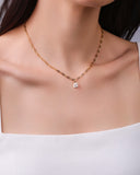 Gargantilha Elos Ponto de Luz Quadrado Cristal Banhado a Ouro 18K - 40 cm