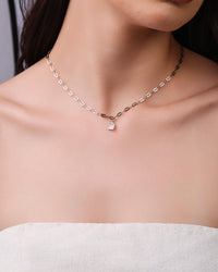 Gargantilha Elos Ponto de Luz Quadrado Cristal Ródio Branco - 40 cm