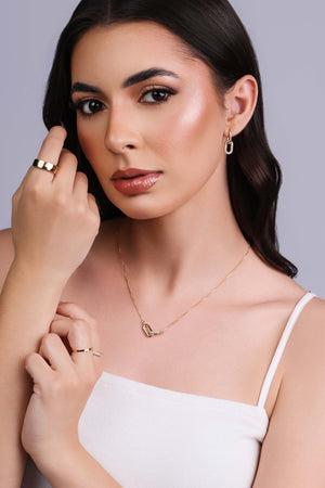 Gargantilha Veneziana Elos Ovais Cravejado Cristal Banhado a Ouro 18K - 45 cm