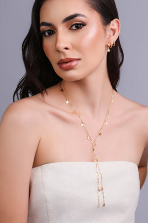 Gravata Elos Americanos Estrelas Lisas Banhado a Ouro 18K - 45 cm