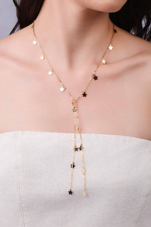 Gravata Elos Americanos Estrelas Lisas Banhado a Ouro 18K - 45 cm