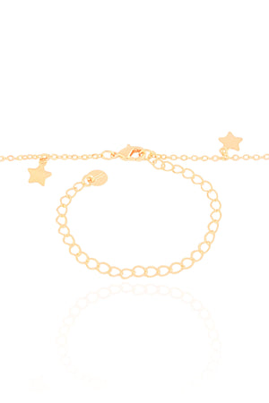 Gravata Elos Americanos Estrelas Lisas Banhado a Ouro 18K - 45 cm