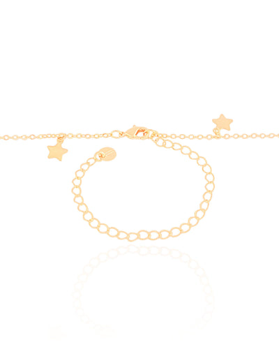 Colar Gravata Elos Americanos Estrelas Lisas Banhado a Ouro 18K - 45 cm