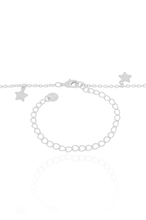 Gravata Elos Americanos Estrelas Lisas Ródio Branco - 45 cm