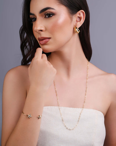 Colar Longo Corações 4 mm Banhado a Ouro 18K - 70 cm