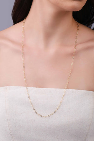 Gargantilha Longa Corações 4 mm Banhado a Ouro 18K - 70 cm