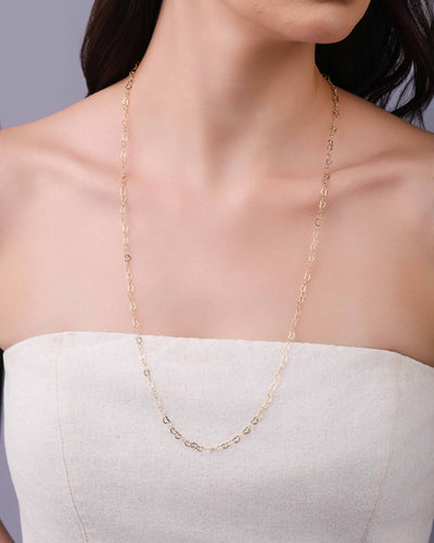 Colar Longo Corações 4 mm Banhado a Ouro 18K - 70 cm