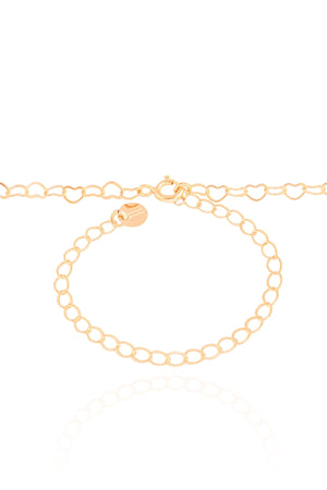 Gargantilha Longa Corações 4 mm Banhado a Ouro 18K - 70 cm