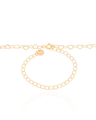 Colar Longo Corações 4 mm Banhado a Ouro 18K - 70 cm