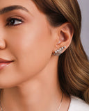 Ear Cuff Filetes Corações Cristal Ródio Branco