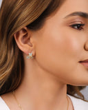 Brinco Três Corações Cravejados Cristal Banhado a Ouro 18K