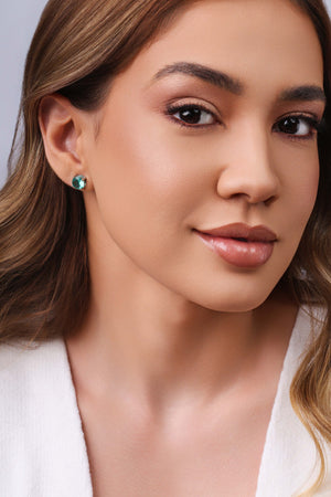 Brinco Ponto de Luz Turmalina 8 mm Ródio Branco