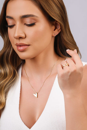 Brinco Coração Pontos de Luz Cristal Banhado a Ouro 18K
