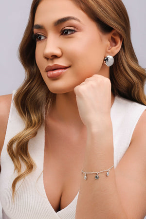 Pulseira Elos Medalhas Lira Ródio Branco