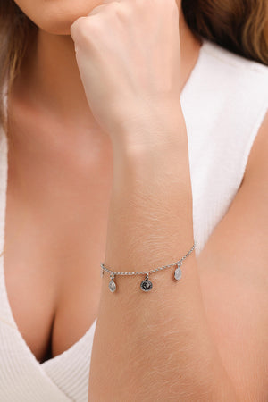 Pulseira Elos Medalhas Lira Ródio Branco
