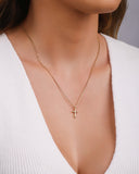 Gargantilha Veneziana Cruz Ponto de Luz Cristal Banhado a Ouro 18K - 40 cm