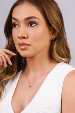 Gargantilha Veneziana Coração Cravejado Colorido Banhado a Ouro 18K - 40 cm