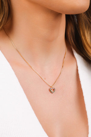 Gargantilha Veneziana Coração Cravejado Colorido Banhado a Ouro 18K - 40 cm