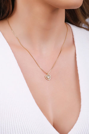 Gargantilha Veneziana Coração Cravejado Cristal Banhado a Ouro 18K - 40 cm