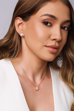 Brinco Coração Cravejado Cristal 1.0 cm Banhado a Ouro 18K