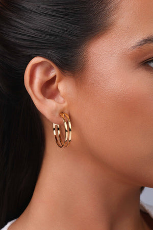 Brinco Argola Vazada Lisa 3.0 cm Banhado a Ouro 18K