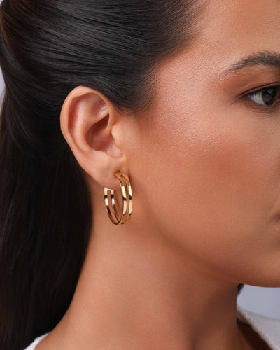 Brinco Argola Vazada Lisa 3 cm Banhado a Ouro 18K
