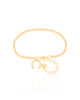 Pulseira Elos Quadrados Ferradura Cravejada Cristal Banhado a Ouro 18K