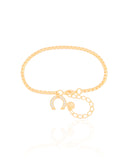 Pulseira Elos Quadrados Ferradura Cravejada Cristal Banhado a Ouro 18K