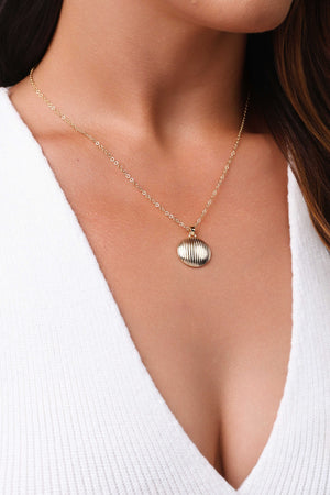 Gargantilha Elos Pingente Redondo Frisado 17 mm Banhado a Ouro 18K - 45 cm