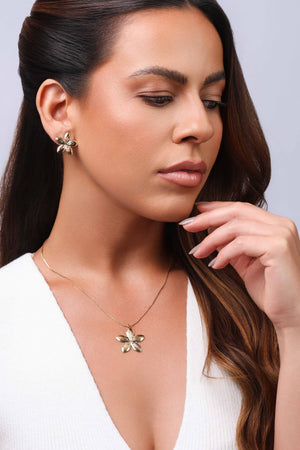 Gargantilha Veneziana Flor 2.0 cm Banhado a Ouro 18K - 45 cm