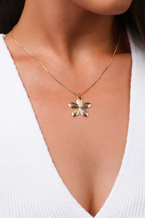 Gargantilha Veneziana Flor 2.0 cm Banhado a Ouro 18K - 45 cm