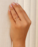 Anel X Bola Lisa Cravejado Cristal Tamanho 25 Banhado a Ouro 18K