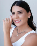 Anel Corações Vazados Tamanho 24 Ródio Branco