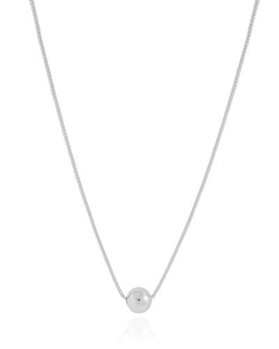 Colar Veneziana Bola Lisa 8 mm Ródio Branco - 40 cm