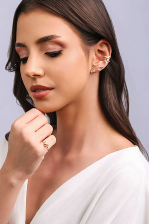 Piercing Borboletas Filetes Cravejados Cristal Banhado a Ouro 18K