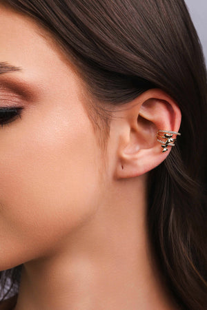 Piercing Borboletas Filetes Cravejados Cristal Banhado a Ouro 18K