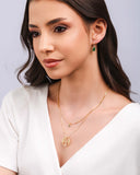 Brinco Argola Click Quadrados Esmeralda 2.2 cm Banhado a Ouro 18K